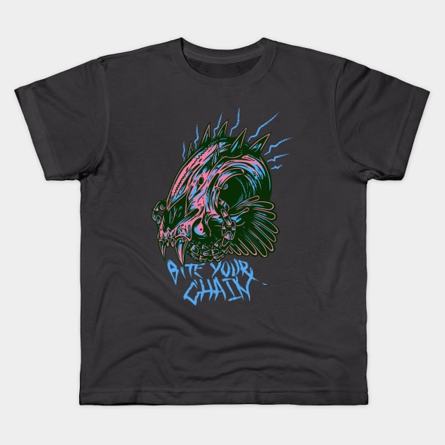 Bite Your Chain Kids T-Shirt by Scottconnick